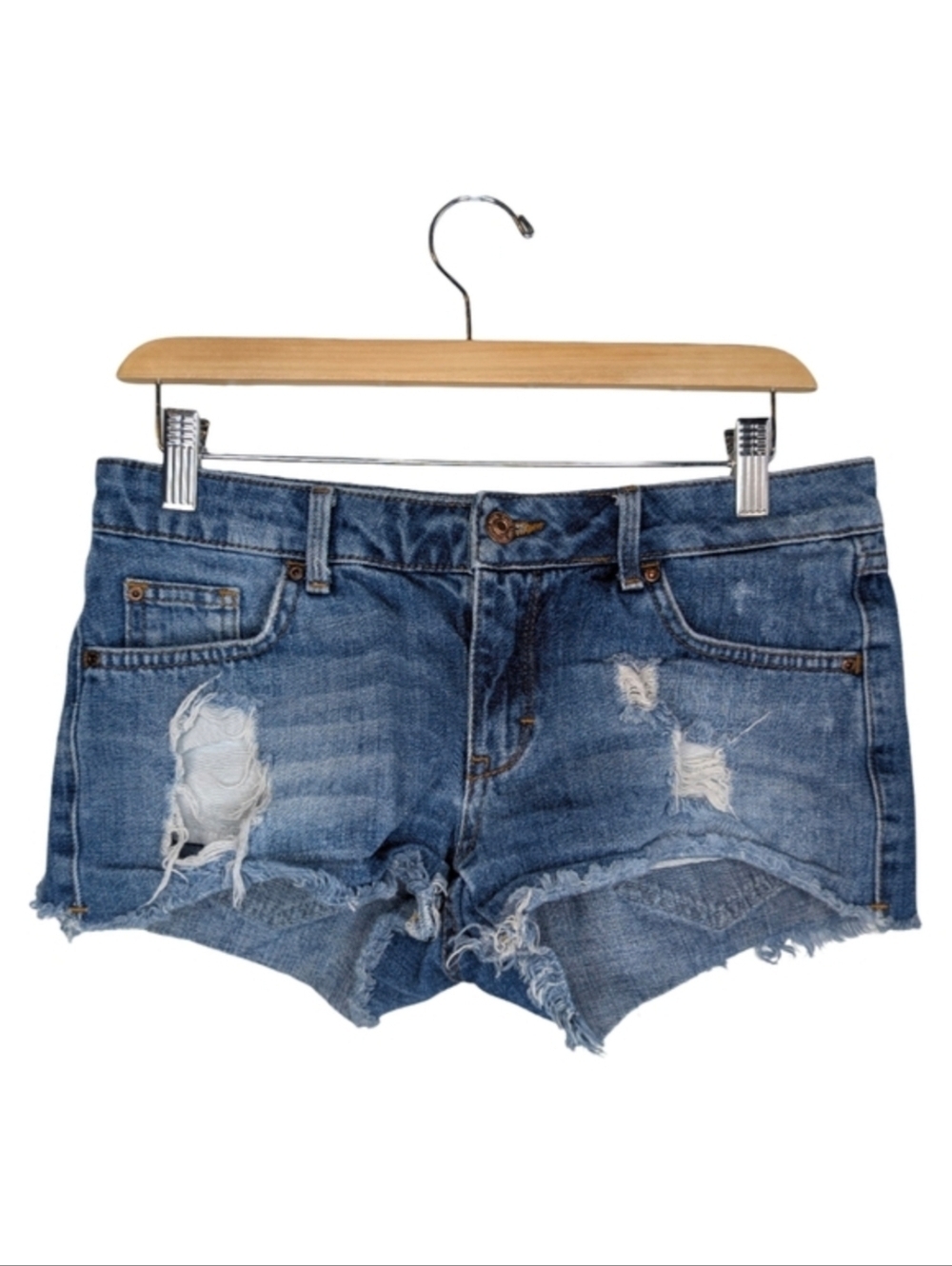 Y2K Low Rise Distressed Denim Festival Shorts | 32" Waist